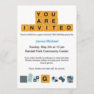 Brief Tiles Blue Birthday Uitnodiging