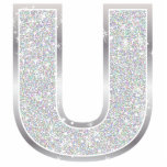 Brief U Fotobeeldje Ornament<br><div class="desc">Letter U Silver faux glitter-versiering</div>