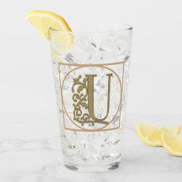 BRIEF U MONOGRAM Beauely Weddenschap New Home Gift Glas