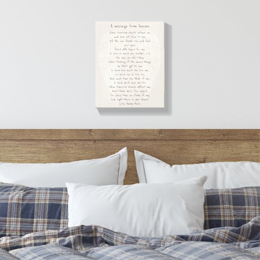 Brief uit de hemel - In Loving Memory Heaven Gedic Canvas Afdruk (Insitu (Slaapkamer))
