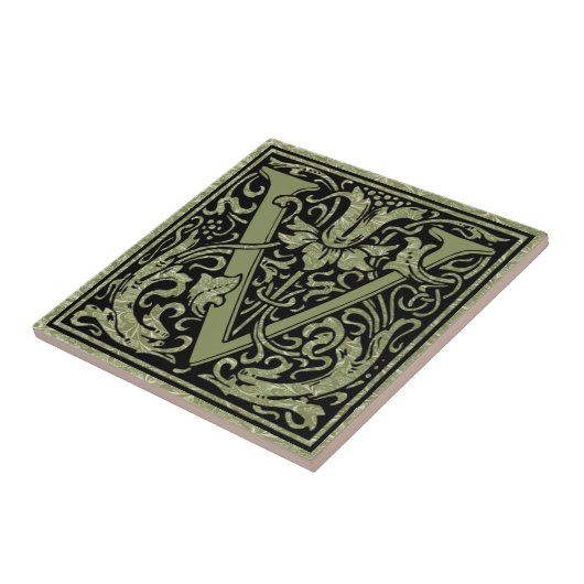 Brief V Eerste letter Monogram Tegeltje (Zijkant)