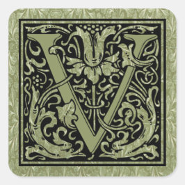 Brief V Eerste letter Monogram Vierkante Sticker