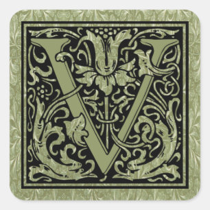 Brief V Eerste letter Monogram Vierkante Sticker