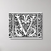 Brief V Middeleeuws Monogram Art Nouveau Canvas Afdruk (Voorkant)