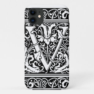 Brief V Middeleeuws Monogram Art Nouveau iPhone 11 Hoesje