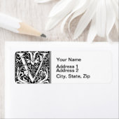 Brief V Middeleeuws Monogram Art Nouveau Etiket (Insitu)