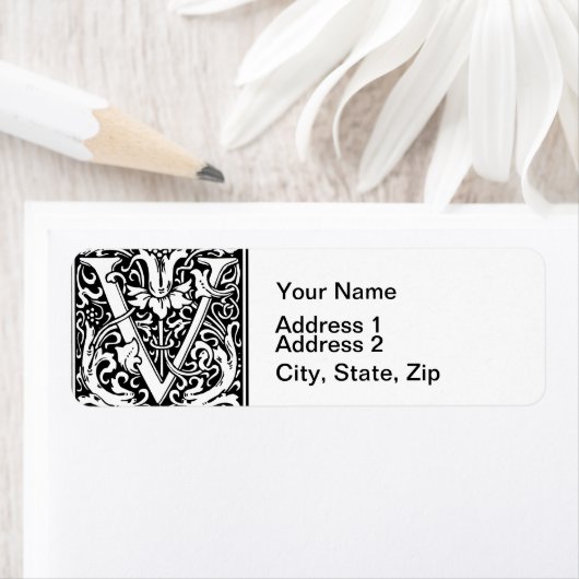 Brief V Middeleeuws Monogram Art Nouveau Etiket (Insitu)