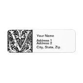 Brief V Middeleeuws Monogram Art Nouveau Etiket (Voorkant)