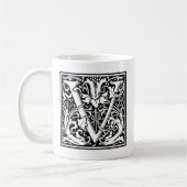 Brief V Middeleeuws Monogram Art Nouveau Koffiemok (Links)