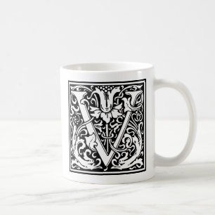 Brief V Middeleeuws Monogram Art Nouveau Koffiemok