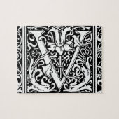 Brief V Middeleeuws Monogram Art Nouveau Legpuzzel (Horizontaal)