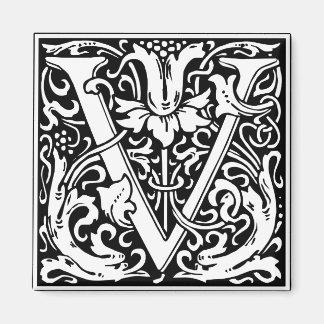 Brief V Middeleeuws Monogram Art Nouveau Magneet