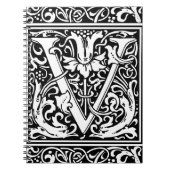 Brief V Middeleeuws Monogram Art Nouveau Notitieboek (Voorkant)