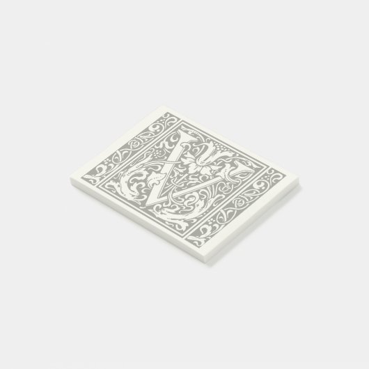 Brief V Middeleeuws Monogram Art Nouveau Post-it® Notes (Schuin)