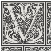 Brief V Middeleeuws Monogram Art Nouveau Stof (Close Up)