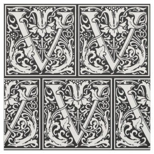 Brief V Middeleeuws Monogram Art Nouveau Stof