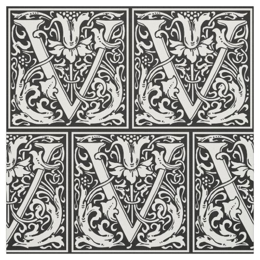 Brief V Middeleeuws Monogram Art Nouveau Stof (Swatch)