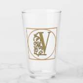 BRIEF V MONOGRAM Beauful Wedding New Home Gift Glas (Voorkant)
