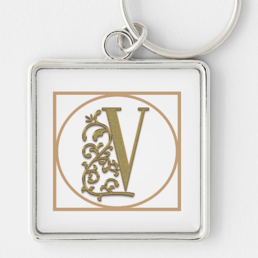 BRIEF V MONOGRAM Beauful Wedding New Home Gift Sleutelhanger (Voorkant)