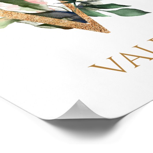 Brief V Monogram wit roos Nursery Poster (Hoek)