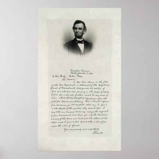 BRIEF VAN ABRAHAM LINCOLN AAN CIVIL WAR MOTHER POSTER (Voorkant)