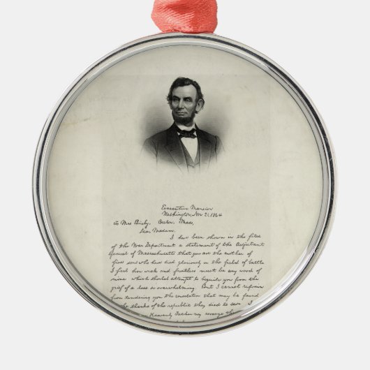 Brief van Abraham Lincoln Metalen Ornament (Voorkant)