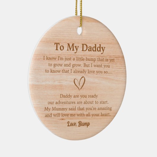 Brief van Bump Daddy om houten te zijn Keramisch Ornament (Rechts)