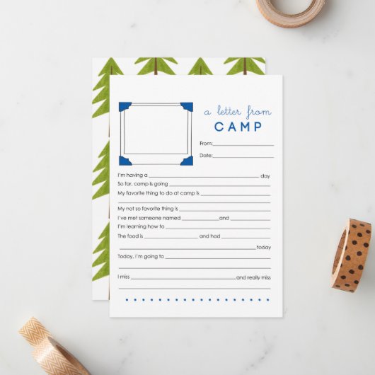 Brief van Camp Stationery Notitiekaartje (Voorkant / Achterkant in situ)