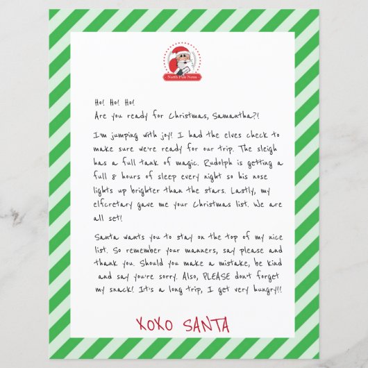 Brief van de kerstman aan de Kinderen (Voorkant)