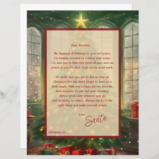  brief van de kerstman met kerstboom (Voorkant / Achterkant)