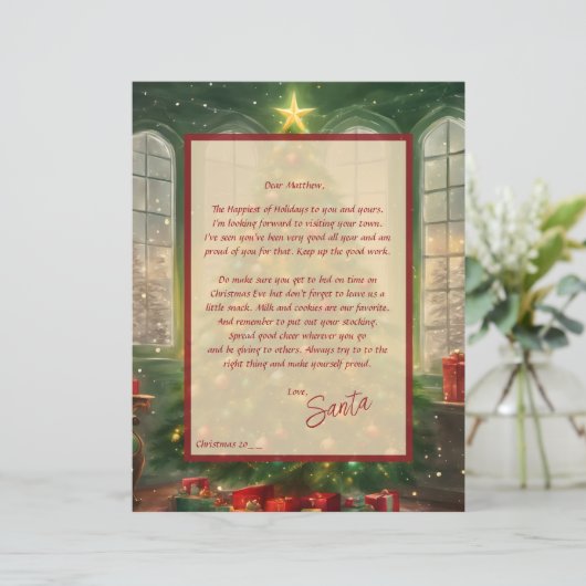 brief van de kerstman met kerstboom (Staand voorkant)