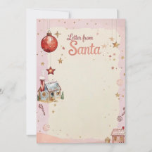 Brief van de Kerstman | Pastel Roze & Gouden Sterr