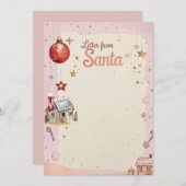 Brief van de Kerstman | Pastelroze & Gouden sterre Kaart (Voorkant / Achterkant)
