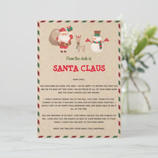 Brief van de Kerstman sjabloon Kaart (Staand voorkant)