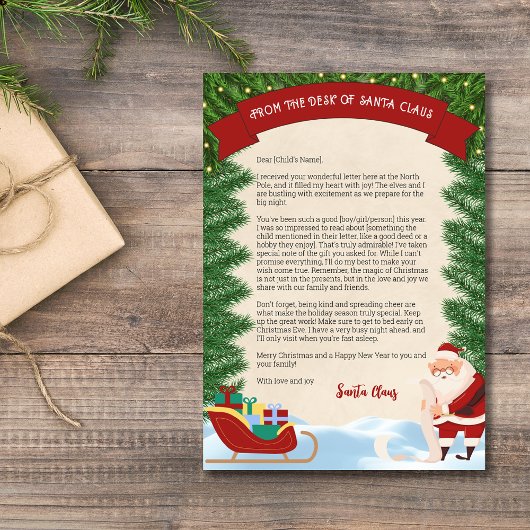 Brief van de Kerstman Traditioneel Persoonlijk Kaart