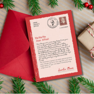 Brief van de Kerstman Vintage Bewerkbare Kerstman Feestdagenkaart