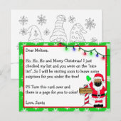 Brief van de Kerstman voor Kinderen + Kleurenpagin Briefkaart (Voorkant / Achterkant)