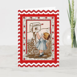 Brief van de Post van het Meisje van vintage Feestdagen Kaart