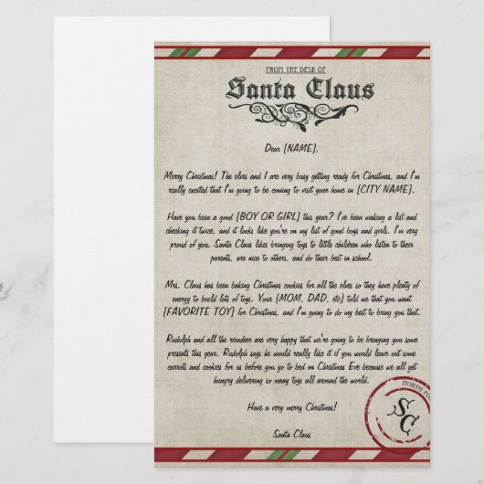  brief van de Santa (Voorkant / Achterkant)