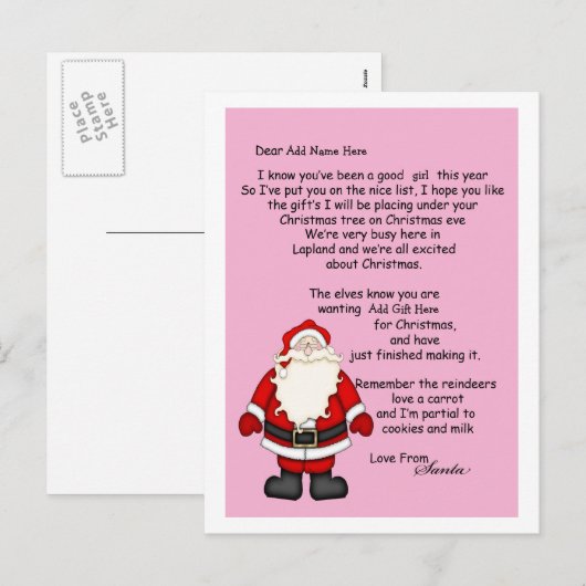 Brief van de Santa Feestdagenkaart (Voorkant / Achterkant)