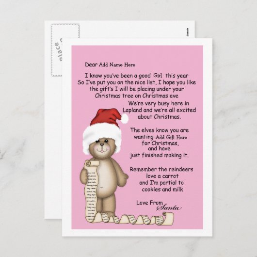 Brief van de Santa Feestdagenkaart (Voorkant / Achterkant)
