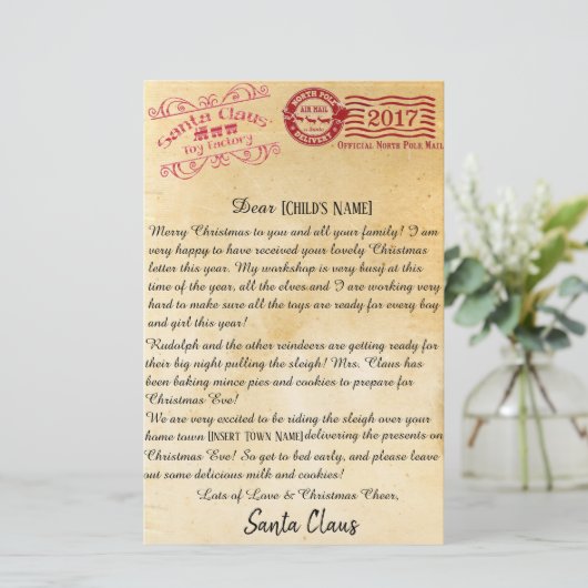 Brief van de Santa | Noordpoolbrieven Briefpapier (Staand voorkant)