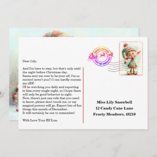 Brief van Elf Aankomst | Welkomstbericht Noordpool Kaart (Voorkant / Achterkant)