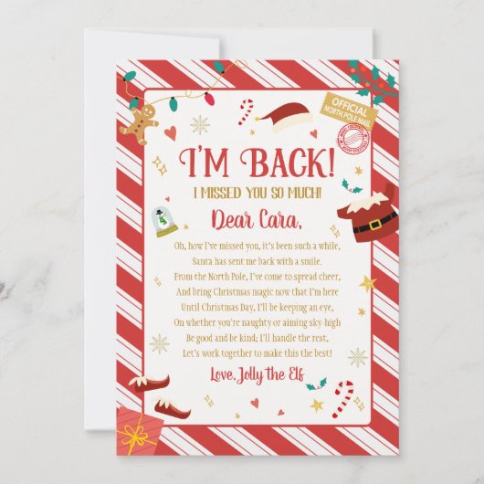 Brief van Elf Christmas Arrival Letter Kaart (Voorkant)