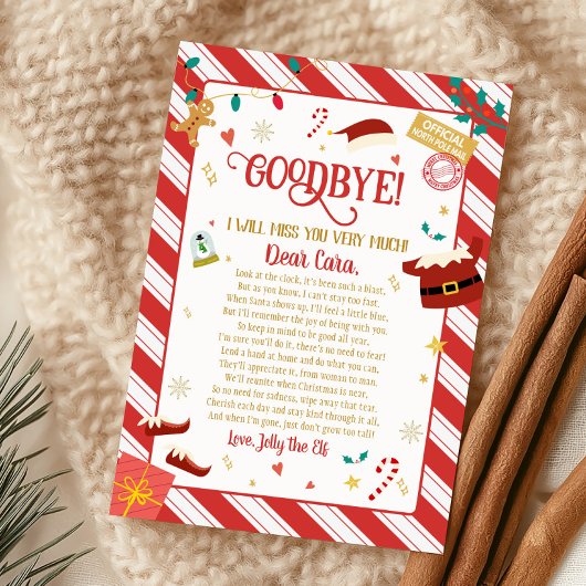 Brief van Elf Christmas Goodbye Letter Kaart