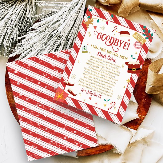 Brief van Elf Kerstmis Afscheid Briefkaart