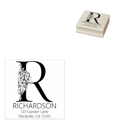 Brief van Floral - R - Retouradres Monogram Rubberstempel (Gestempeld)