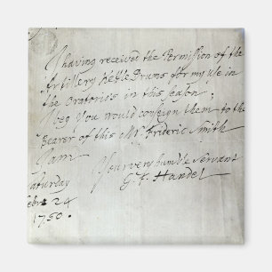 Brief van George Frederick Handel Magneet