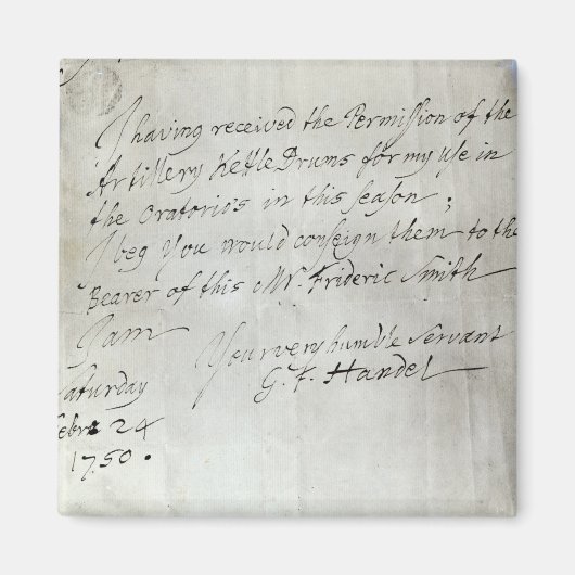 Brief van George Frederick Handel Magneet (Voorkant)