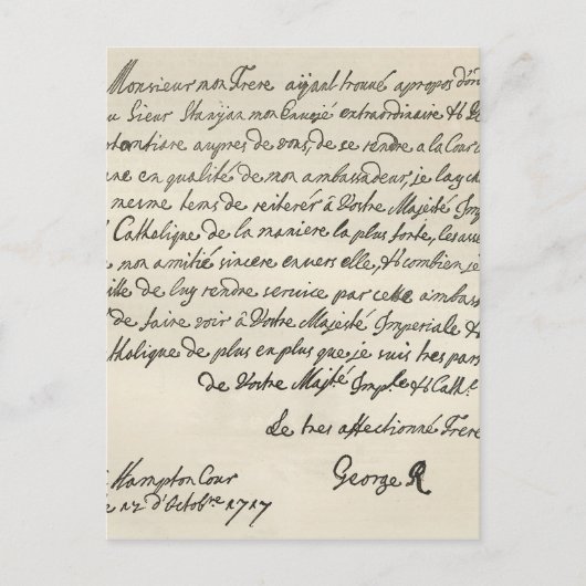 Brief van George I aan Charles VI Briefkaart (Voorkant)